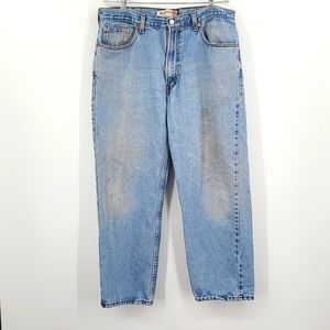 Levi's 550 relaxed fit 38x30  light blue wash zipper button front denim jeans